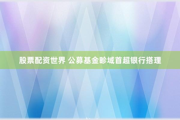 股票配资世界 公募基金畛域首超银行搭理