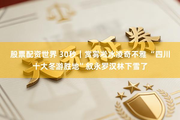 股票配资世界 30秒｜赏雾凇冰凌奇不雅 “四川十大冬游胜地”叙永罗汉林下雪了