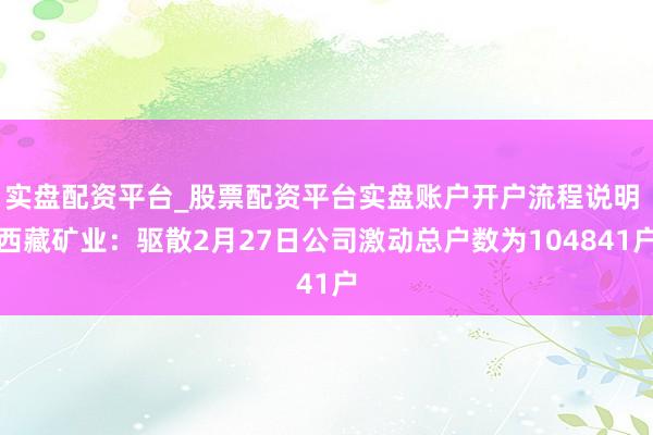 实盘配资平台_股票配资平台实盘账户开户流程说明 西藏矿业：驱散2月27日公司激动总户数为104841户